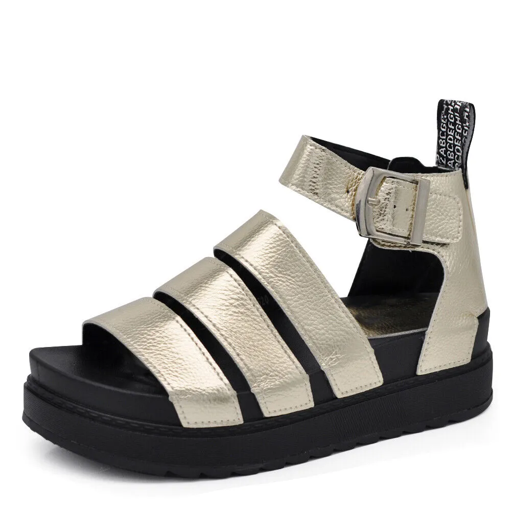 Stivali estivi Scarpe Sandali Da Donna Con Platform Fasce Gladiatore DM520 nero