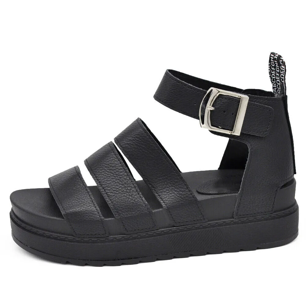 Stivali estivi Scarpe Sandali Da Donna Con Platform Fasce Gladiatore DM520 nero