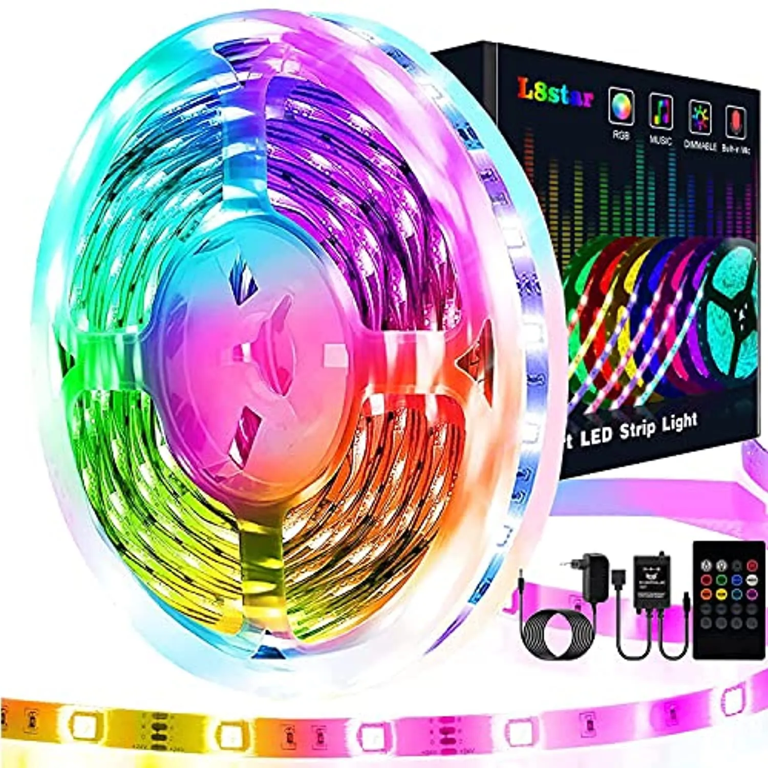 Striscia Led 5 Metri, L8star 5m Led Striscia Strisce Luminose con Controller Bluetooth Sincronizza con la Musica Luci Led Camera