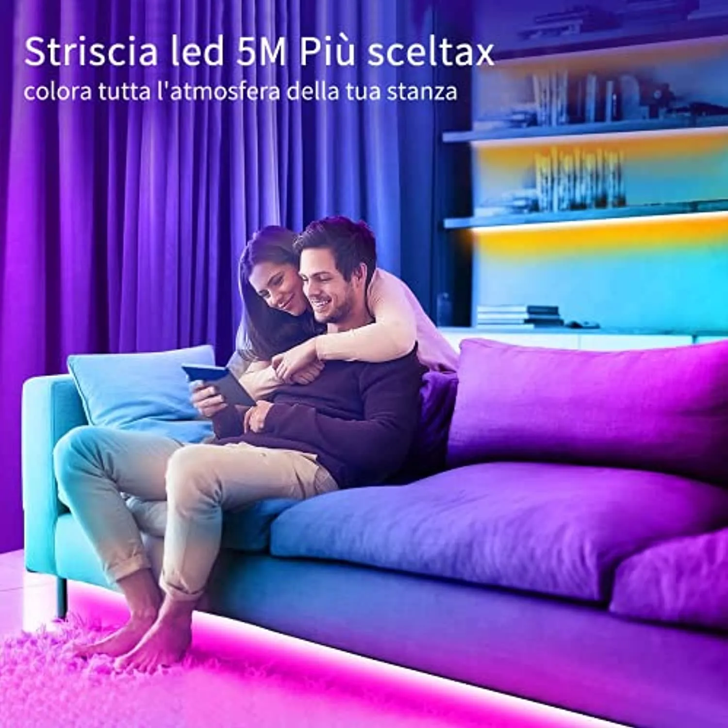 Striscia Led 5 Metri, L8star 5m Led Striscia Strisce Luminose con Controller Bluetooth Sincronizza con la Musica Luci Led Camera