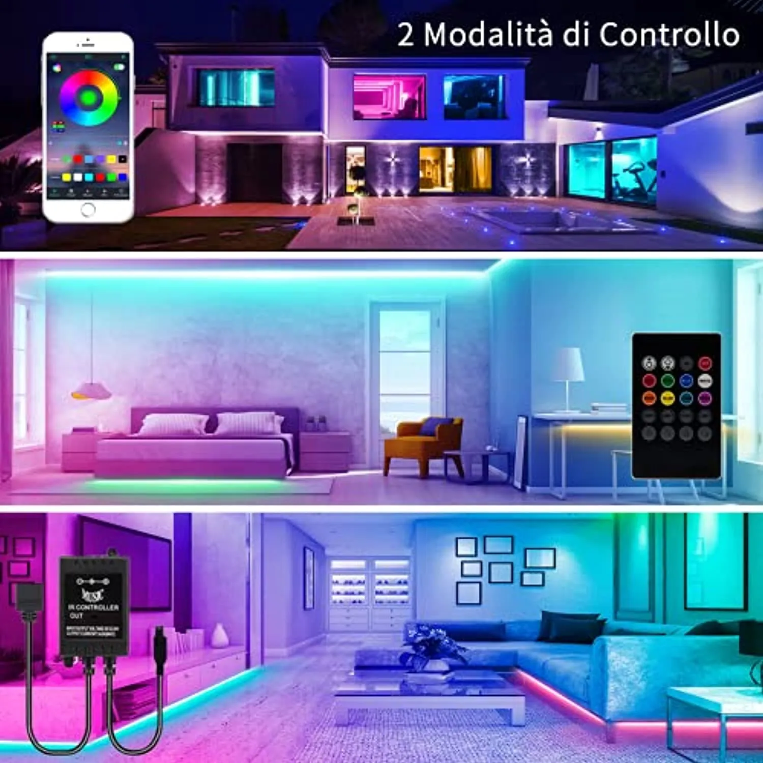 Striscia Led 5 Metri, L8star 5m Led Striscia Strisce Luminose con Controller Bluetooth Sincronizza con la Musica Luci Led Camera