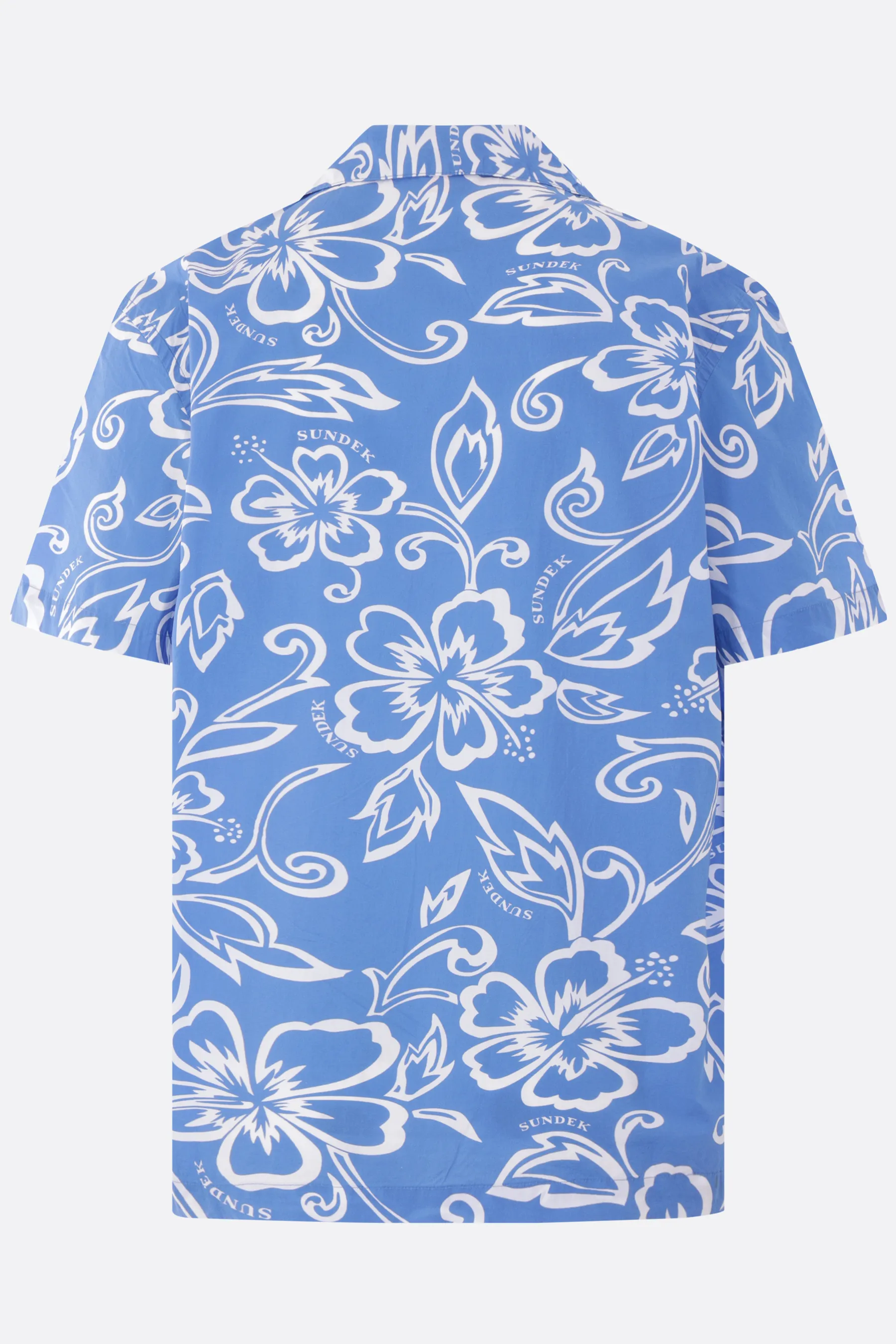 SUNDEK camicia bowling in popeline stampa Hibiscus