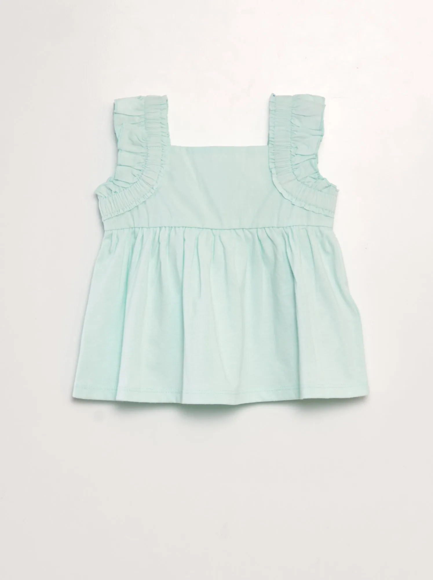 T-shirt con spalline con volant - VERDE