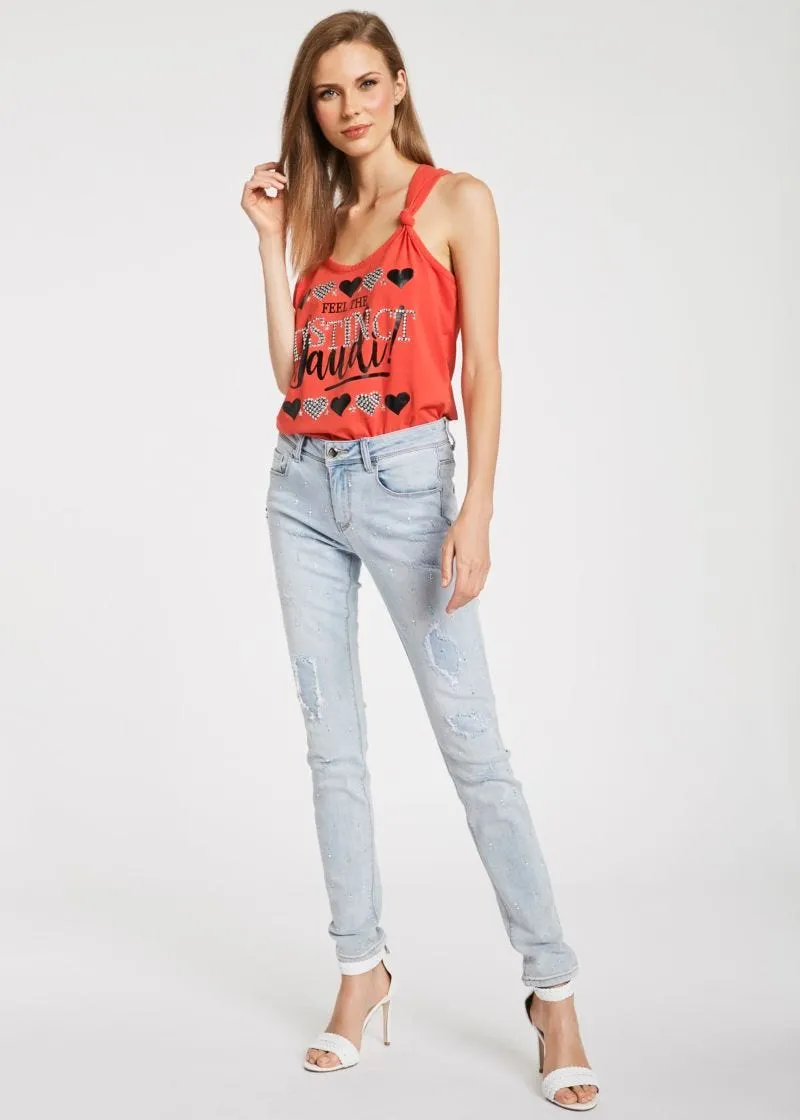 T-shirt in cotone con strass