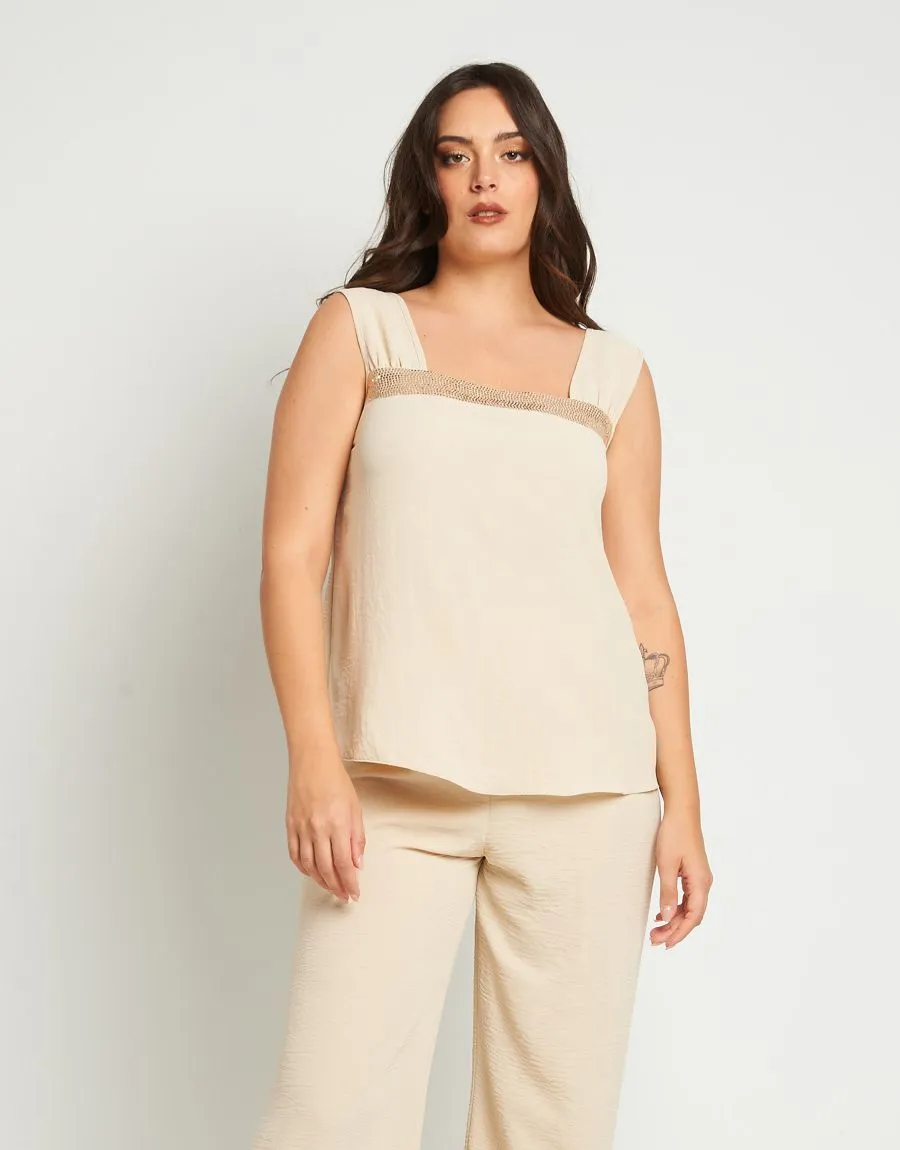 Top a spalla larga con inserto frontale