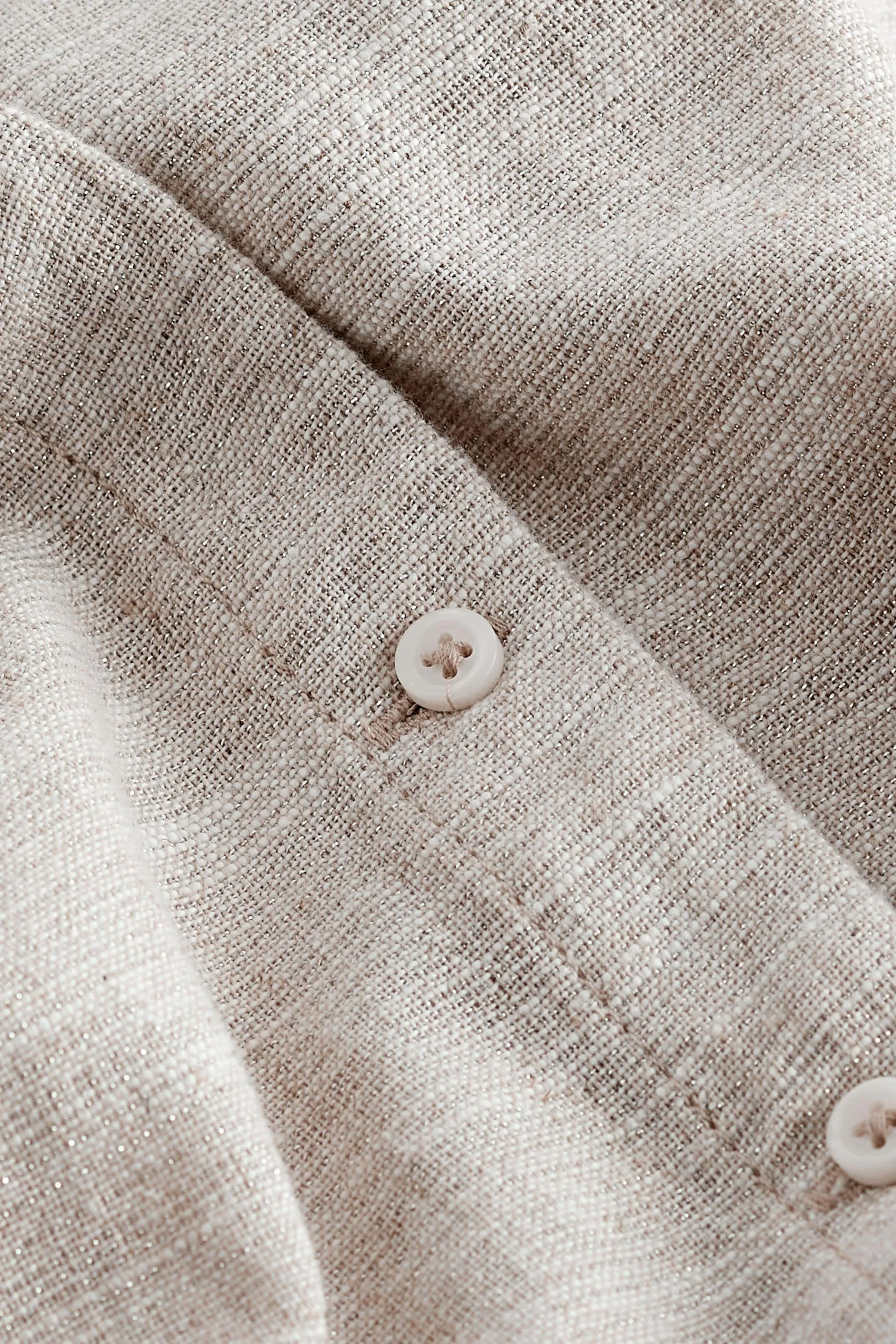 Top in Blend lino con maniche con bottoni