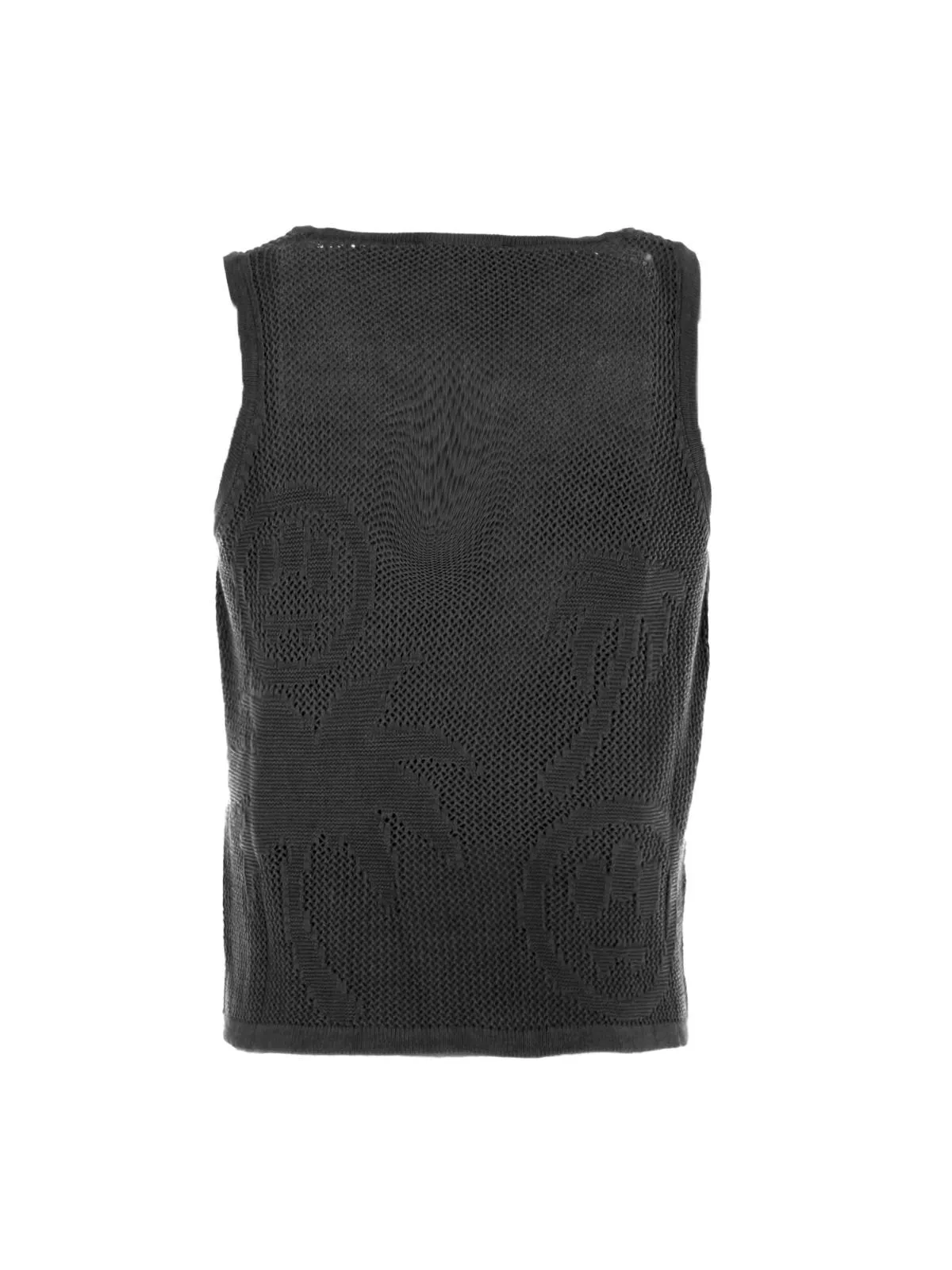 TOP NERO TRAFORATO IN MAGLIA