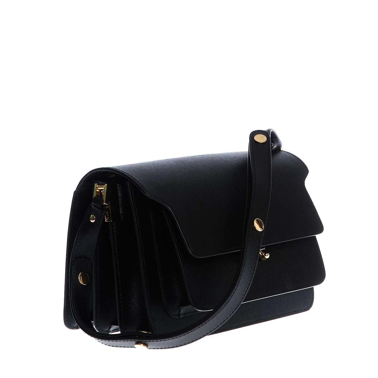 Trunk Media In Pelle Saffiano Nera