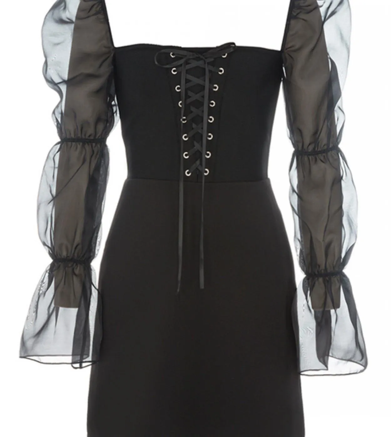 Vestito aderente nero con spalla a manica lunga Mini abito nero con spalla a manica lunga Abiti